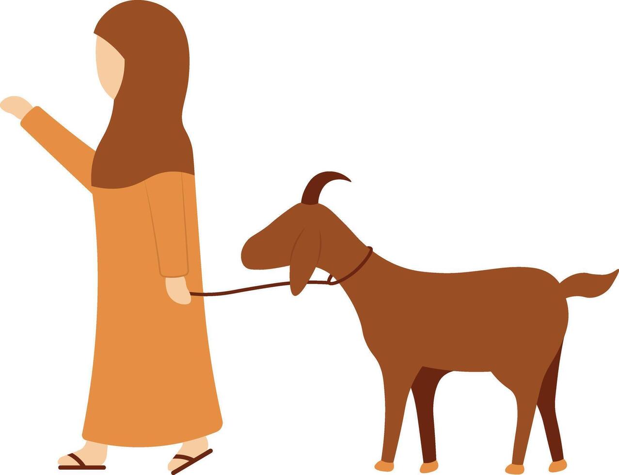 Woman Eid Al Adha Mubarak with Goat vector