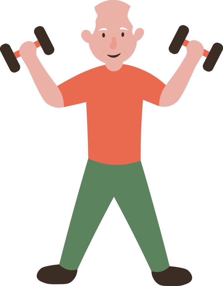 Old People Illustration with Dumbbell vector
