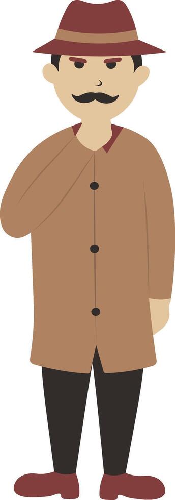 Detective Illustration in Stand Pose vector