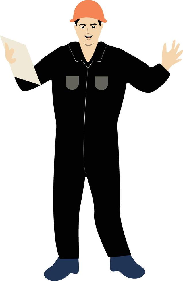 Illustration of Worker with Map Paper vector
