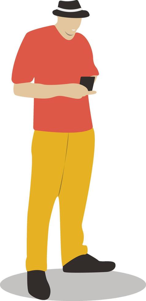 Man Holding Cellphone vector