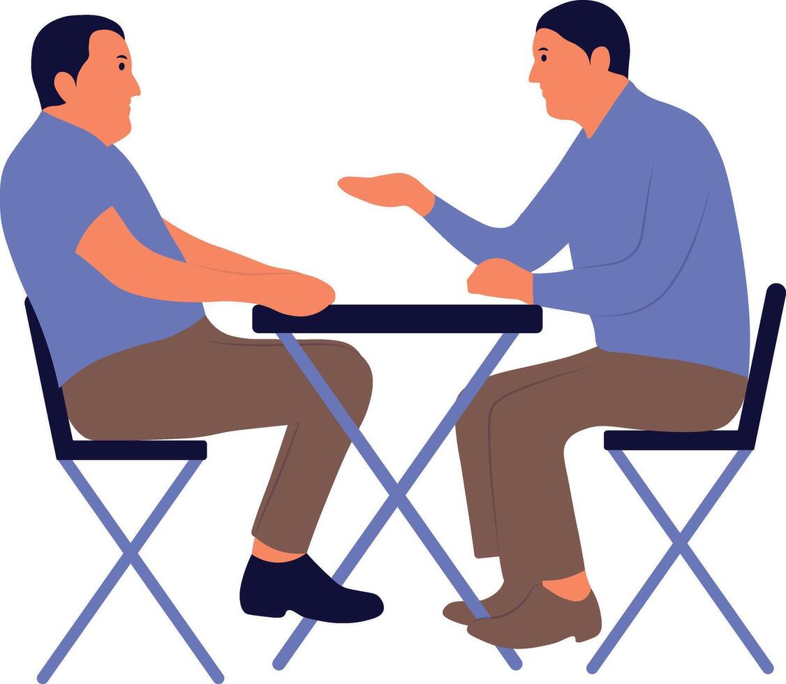 People Sitting at Cafe on White Background vector