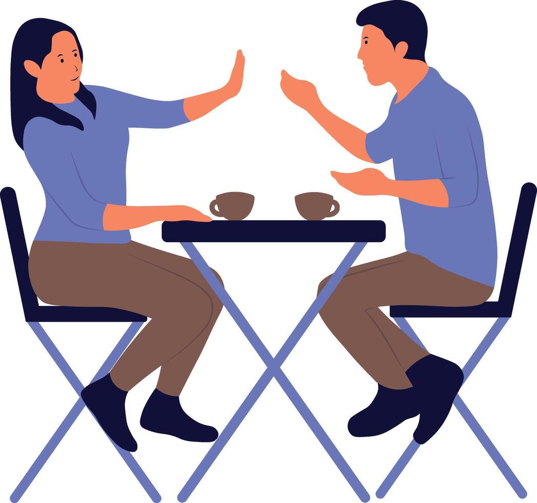 People Sitting at Cafe with Simple Cartoon Design vector