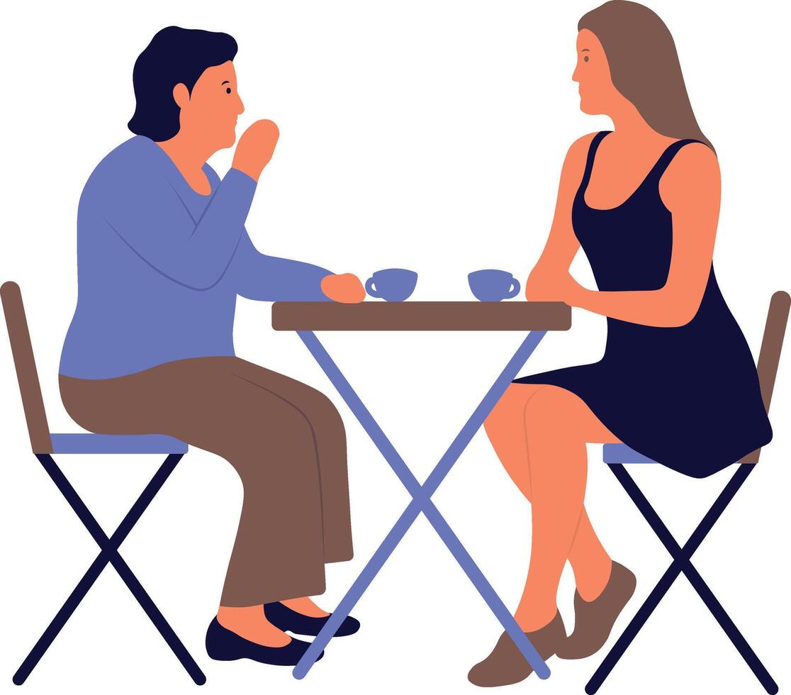 People Sitting at Cafe with Simple Design vector