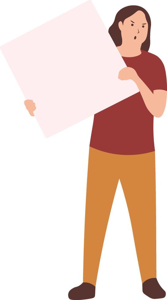 Woman Holding Banner vector