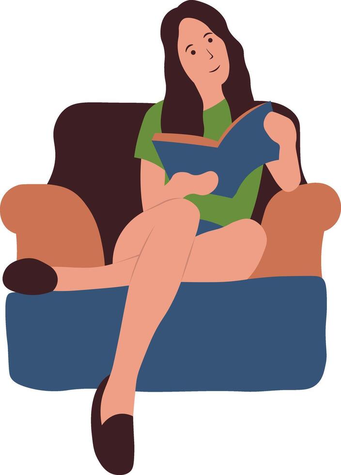 Illustration of Woman Reading Books vector