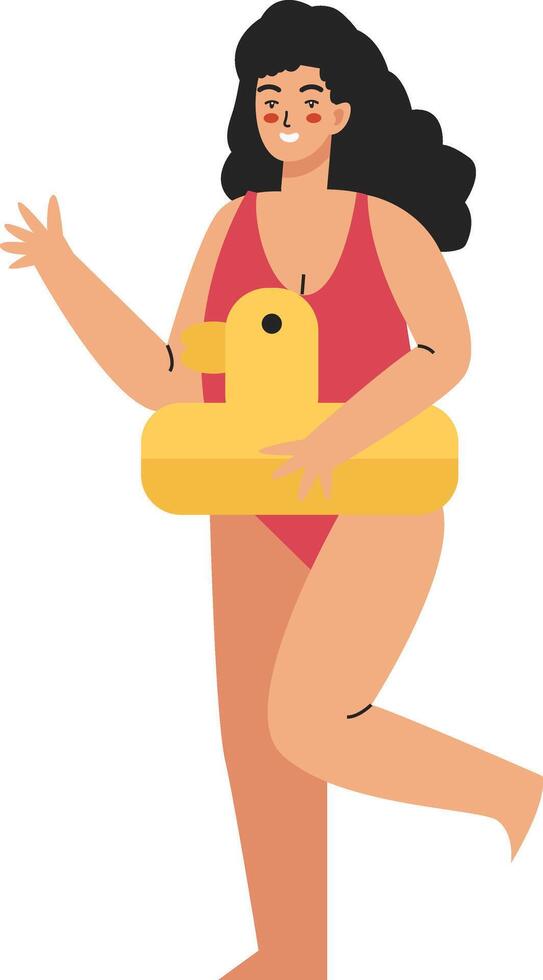Beach Woman with Rubber Ring vector