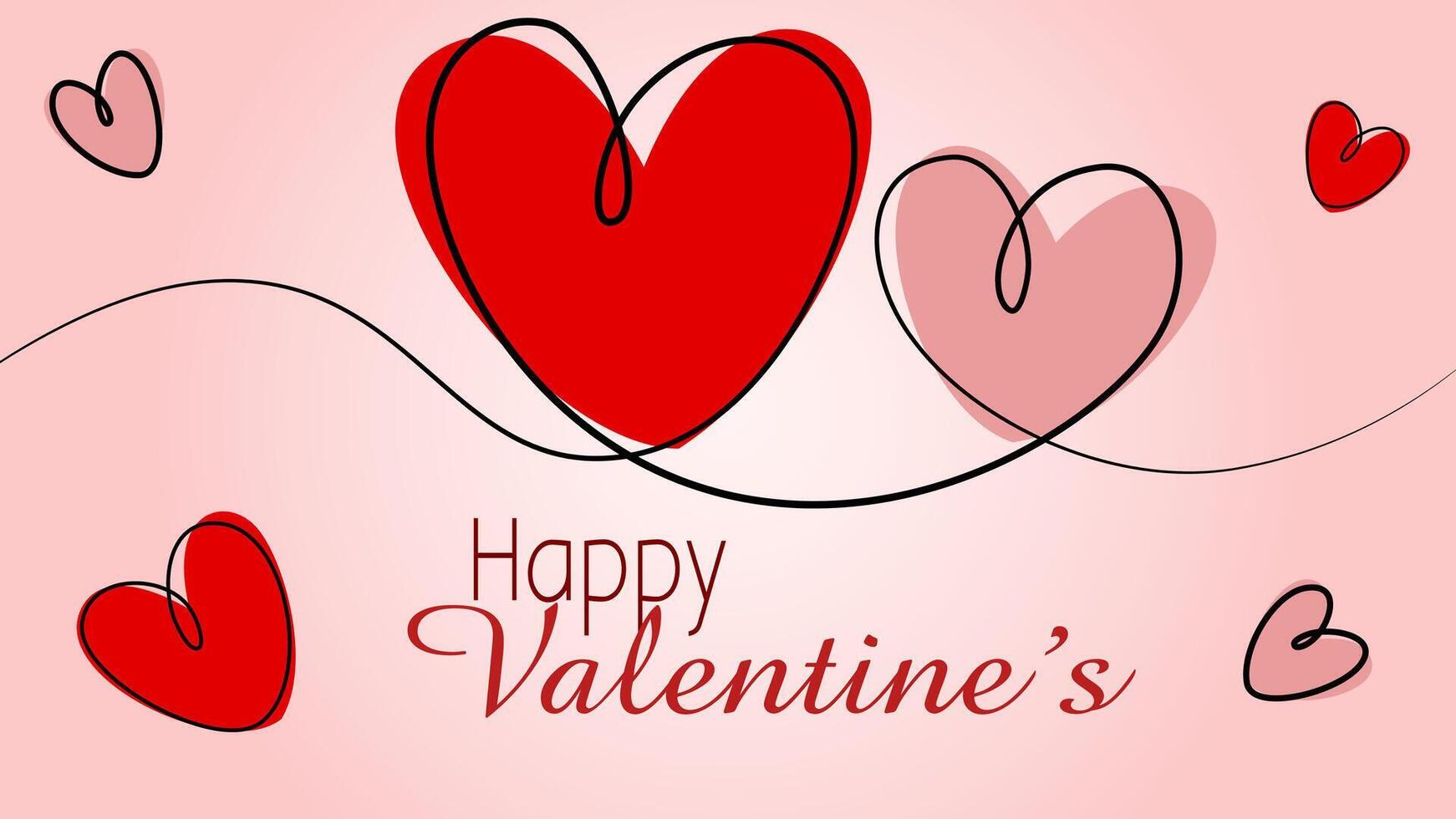 Valentine's day Greeting posters event in flat red and pink paper hearts background. Cute simple and love sale banners or greeting cards templates and social media post. vector