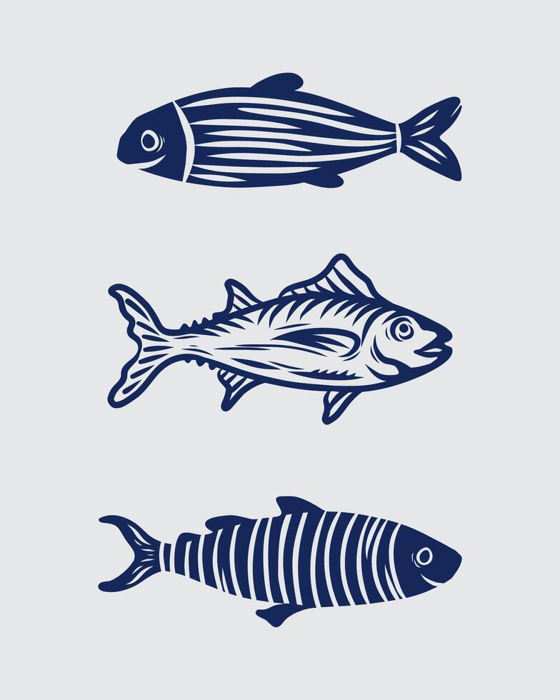 Marine Fish collection illustration clip art poster fabric textile wallpaper print art isolated vector