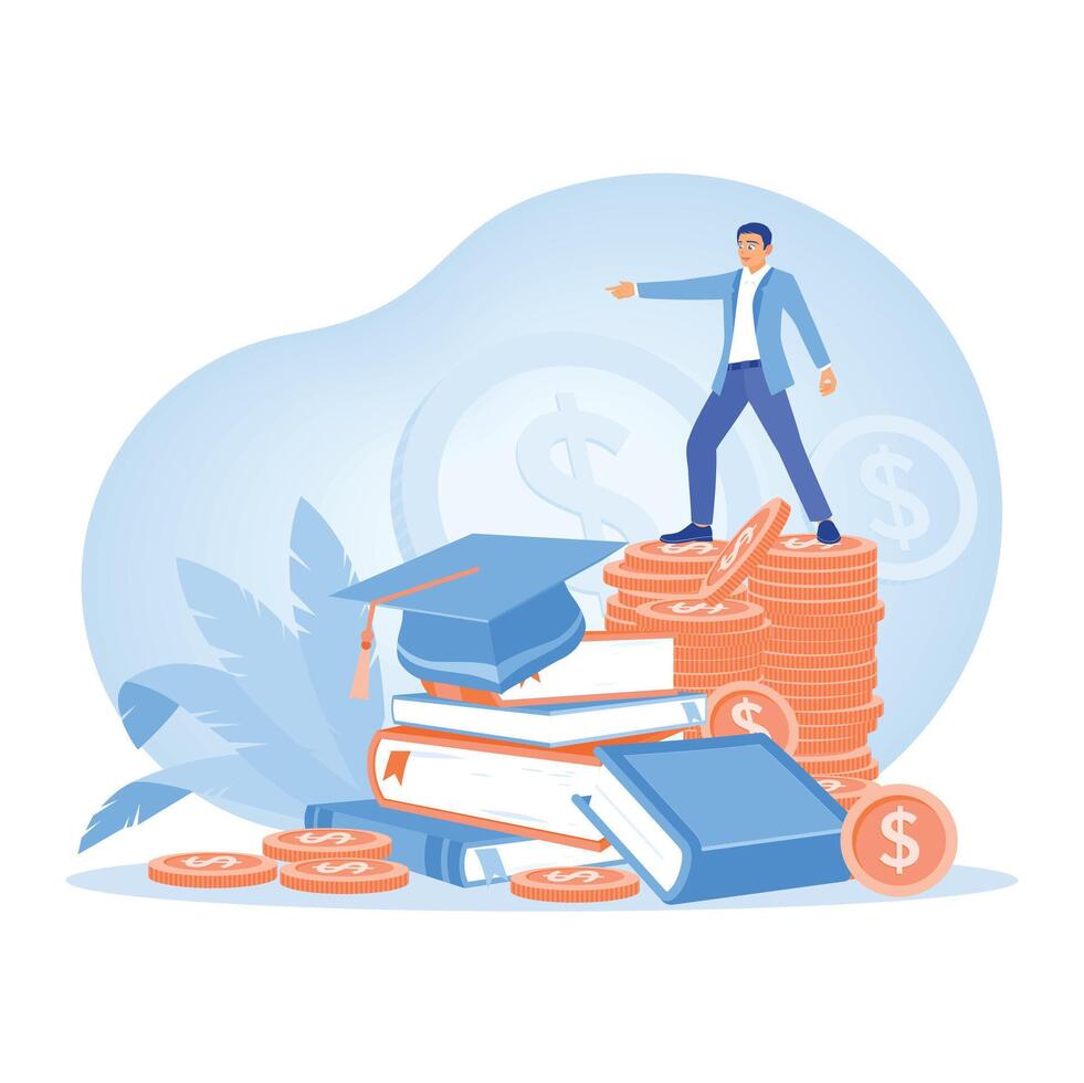 People invest money in education. vector