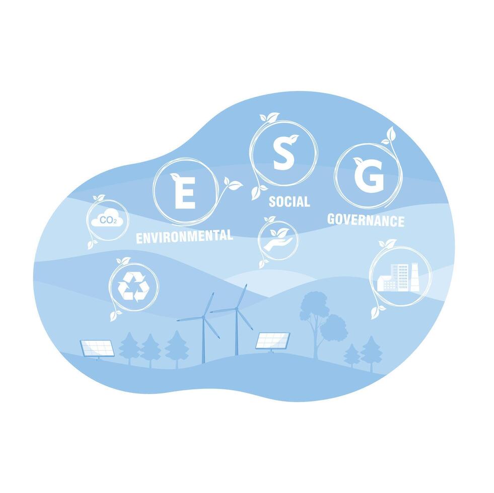 ESG concepts for business, environmental, social, governance, and sustainability developments. vector