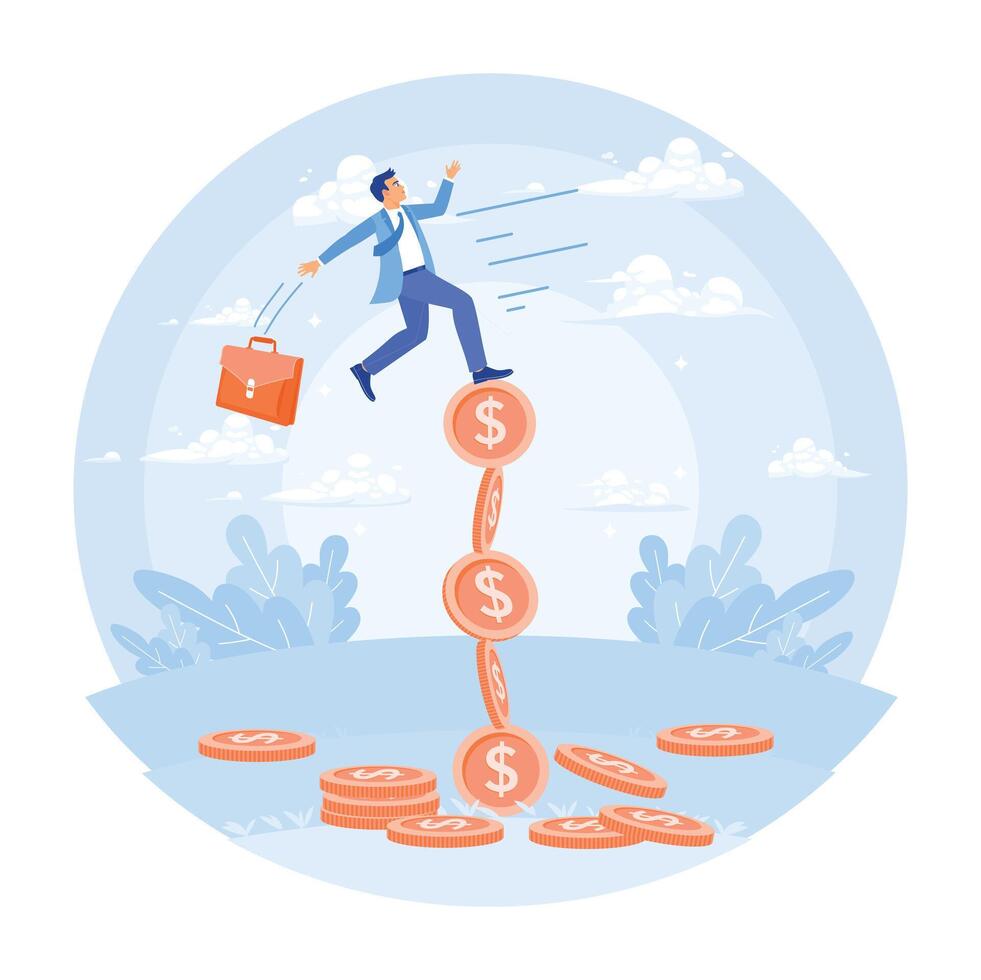 Entrepreneurs with financial instability. vector