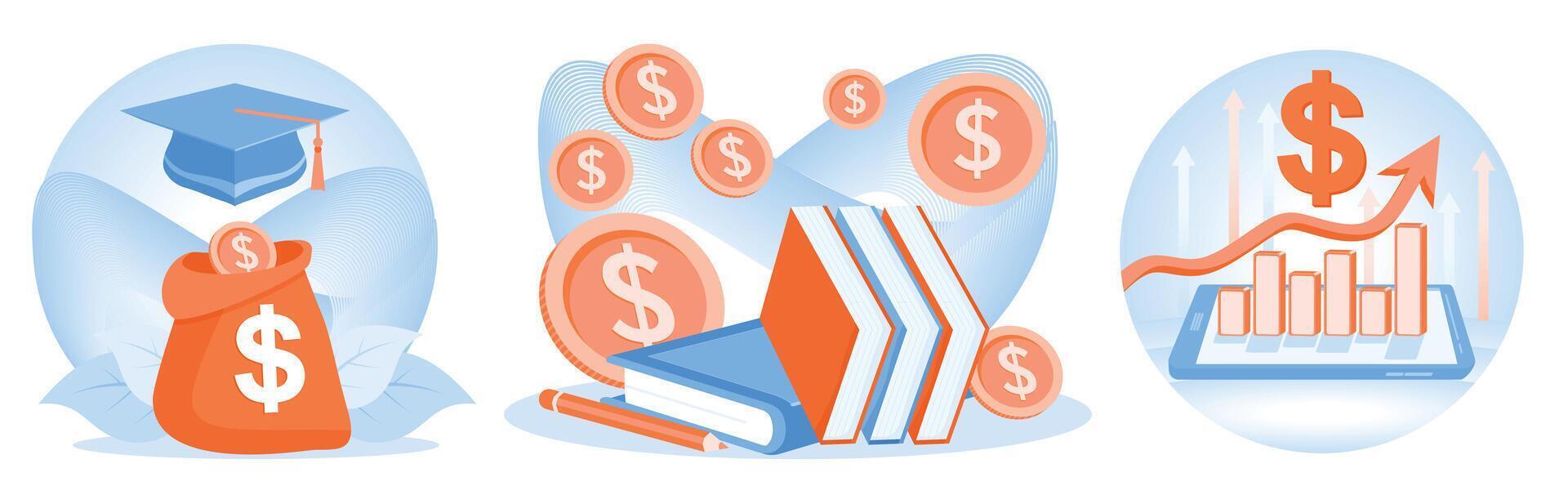 Financial growth, education investment, and savings concept illustration. vector