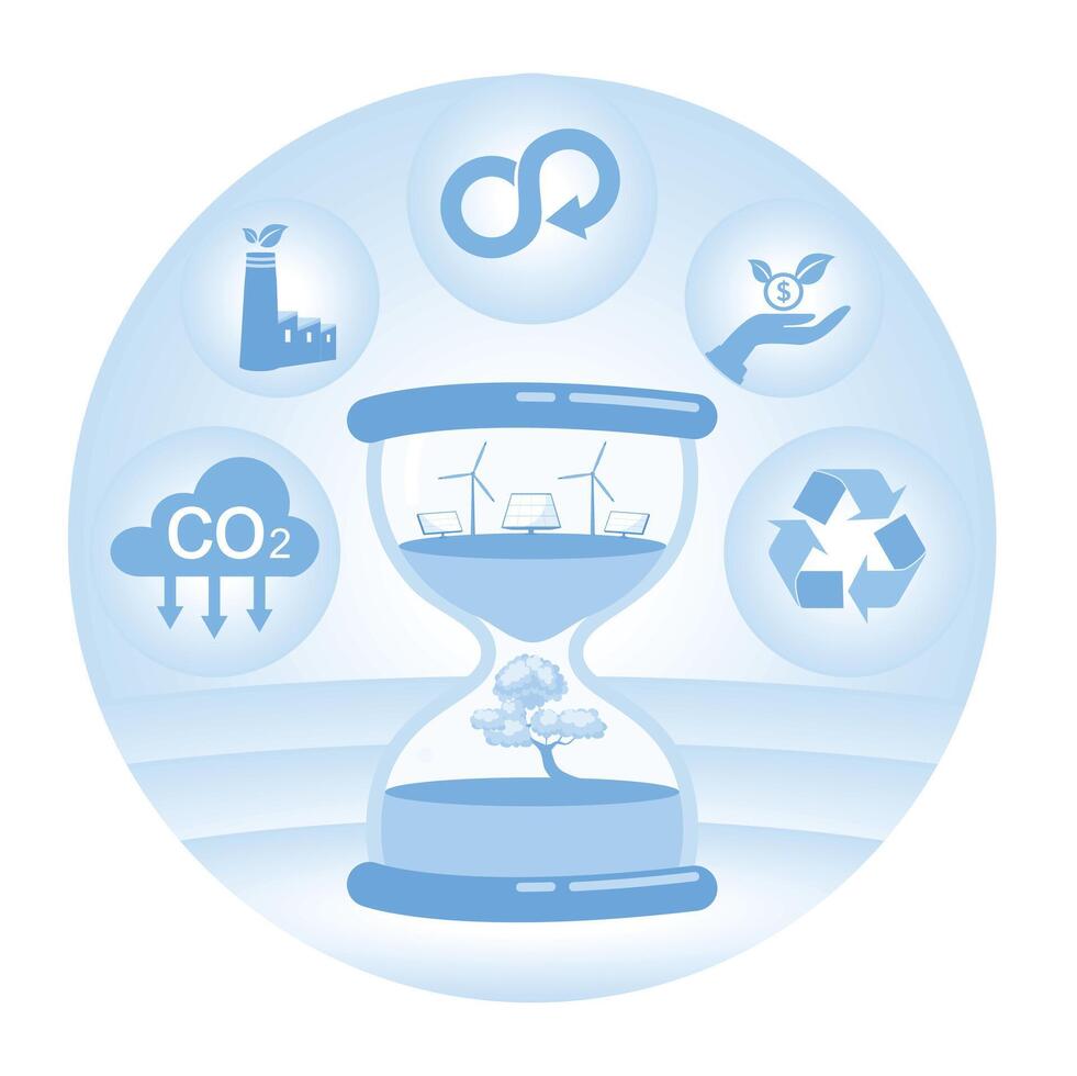 The concept of sustainability with renewable energy and environmental conservation. vector