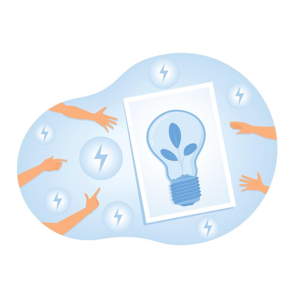Renewable energy concept with leaves inside a light bulb. vector