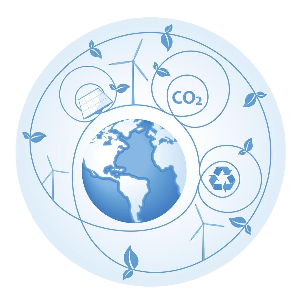 The concept of sustainable development with environmentally friendly and recycling technology. vector