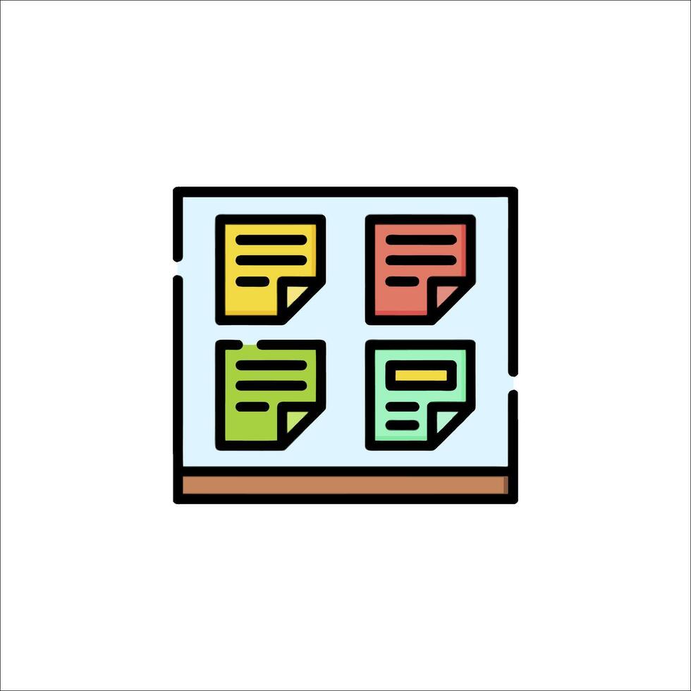 A colorful icon of a desk with papers on it vector