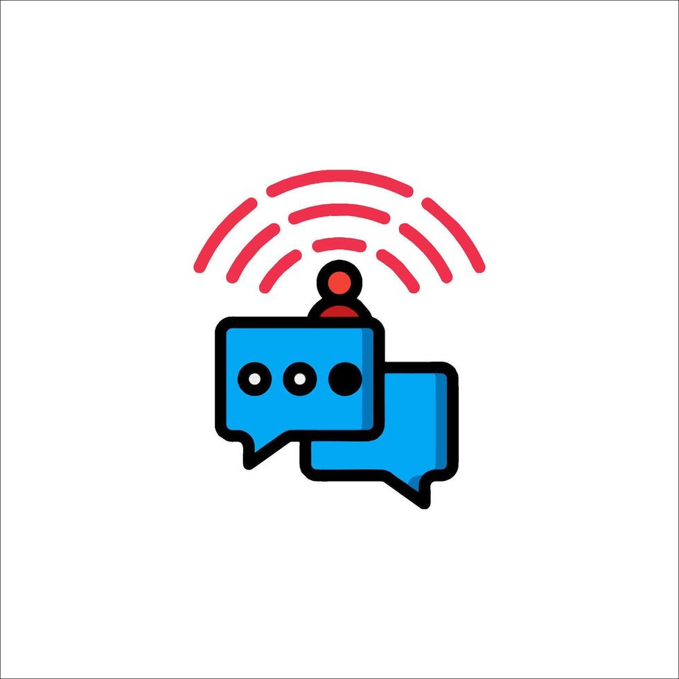 A person is sitting in a chat box with a phone icon vector