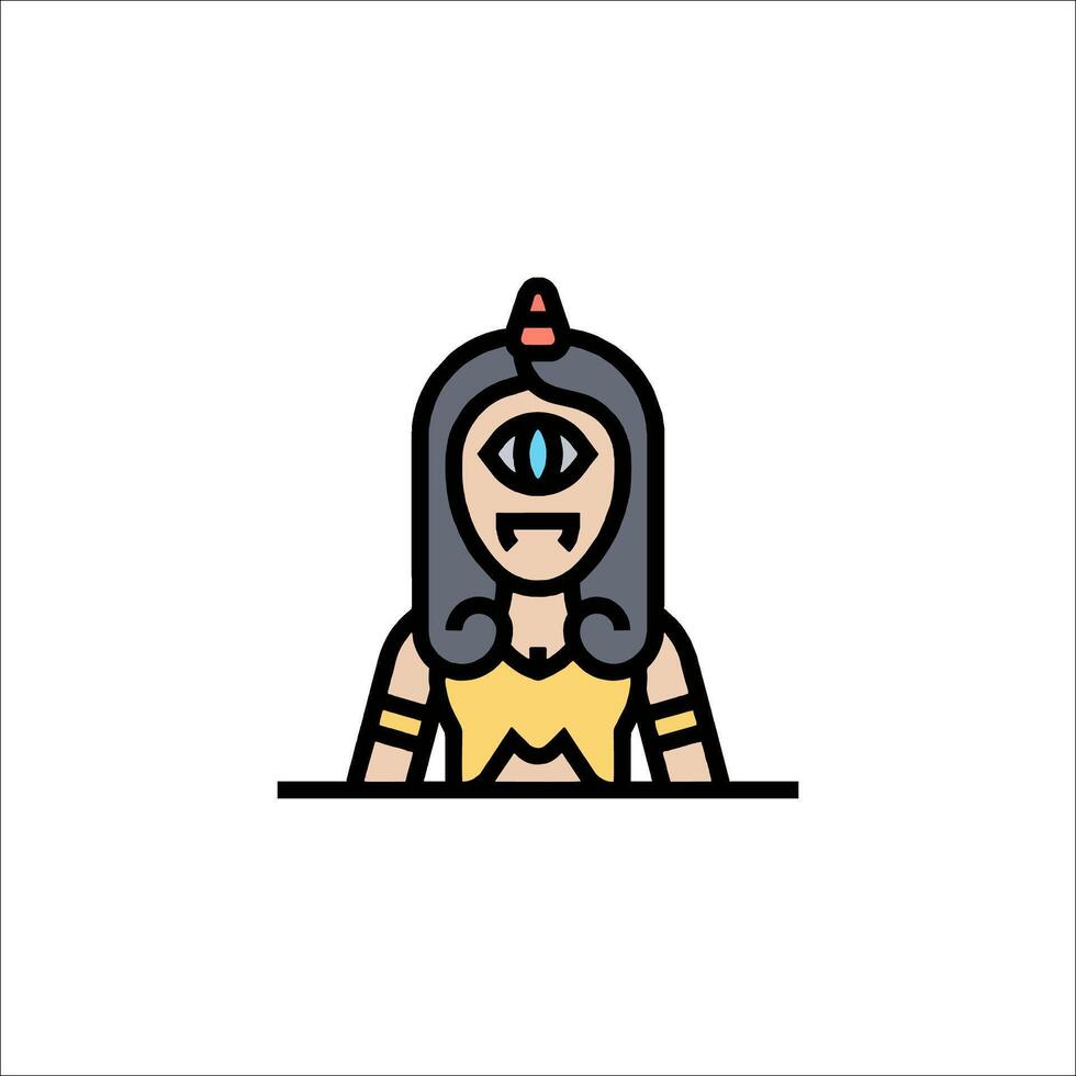 A woman with a blue eye is sitting at a table vector