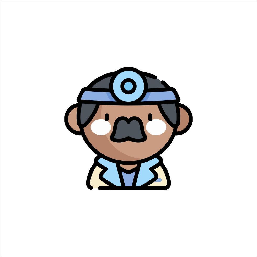 A cartoon doctor with a mustache and a hat vector