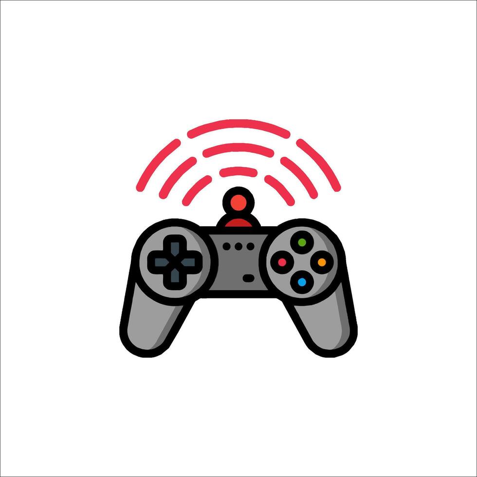 A game controller icon with a red dot vector