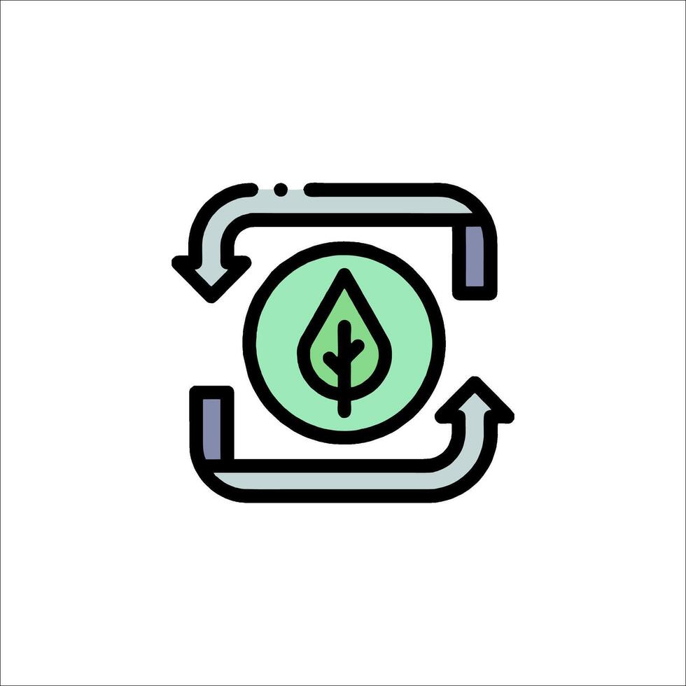 A green leaf icon with a green arrow vector