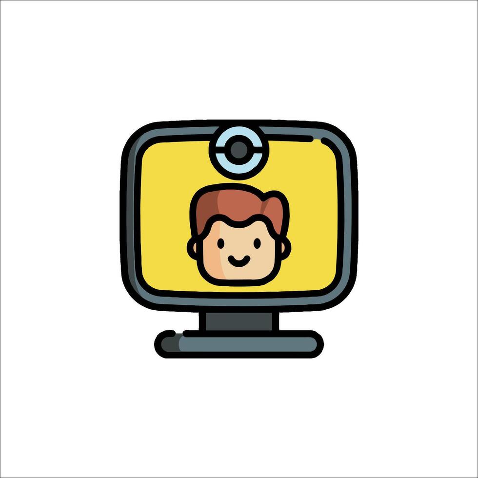 un computadora monitor con un del hombre cara en eso vector