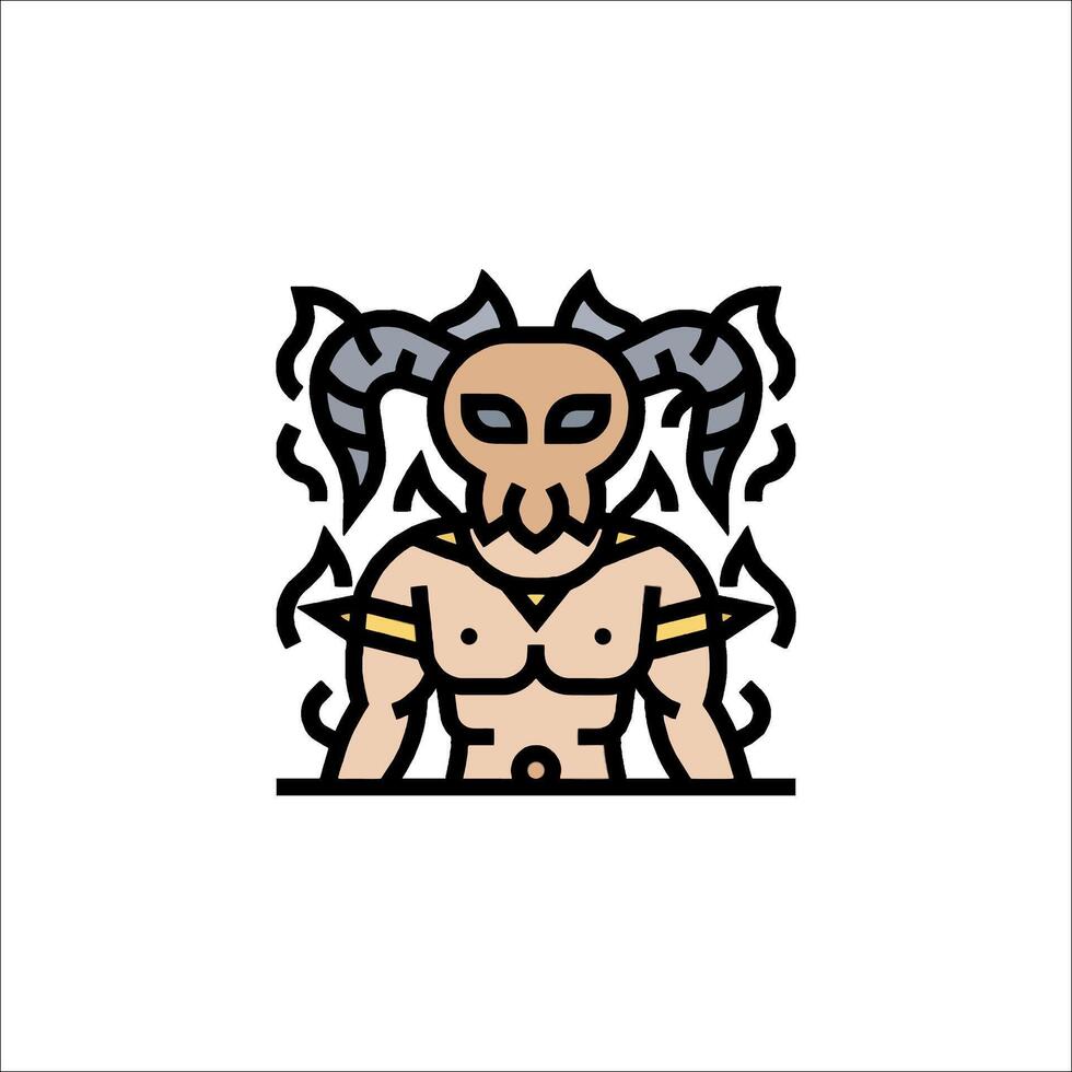 A man with horns on his head and a sword vector
