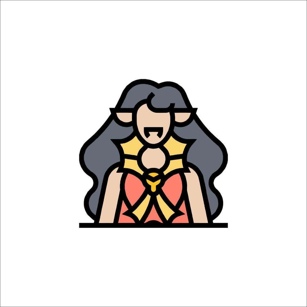 A woman with long hair and a long dress vector