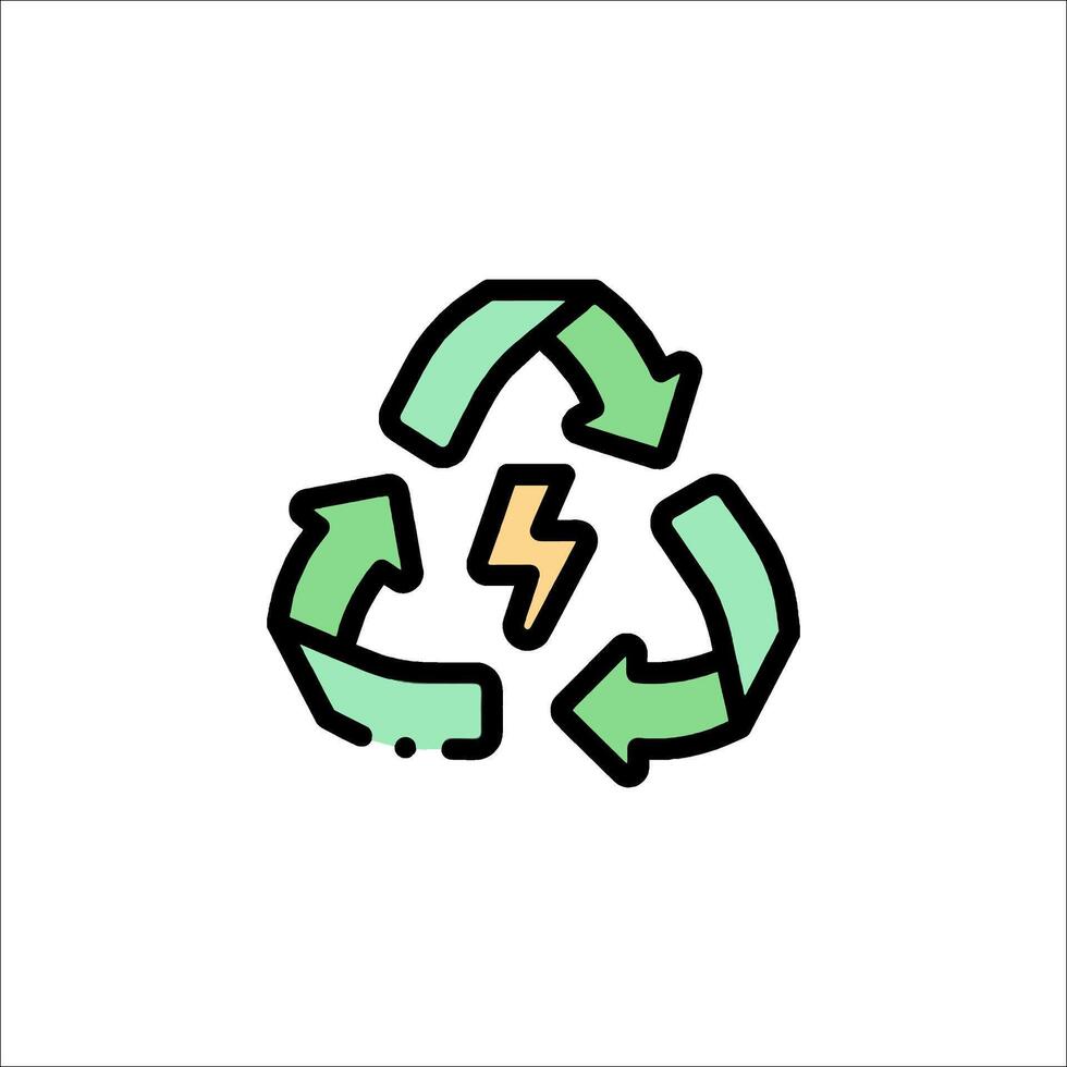 A recycling symbol with a lightning bolt vector