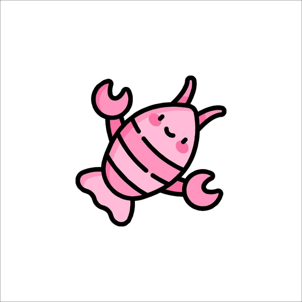 A pink lobster with a big smile on its face vector