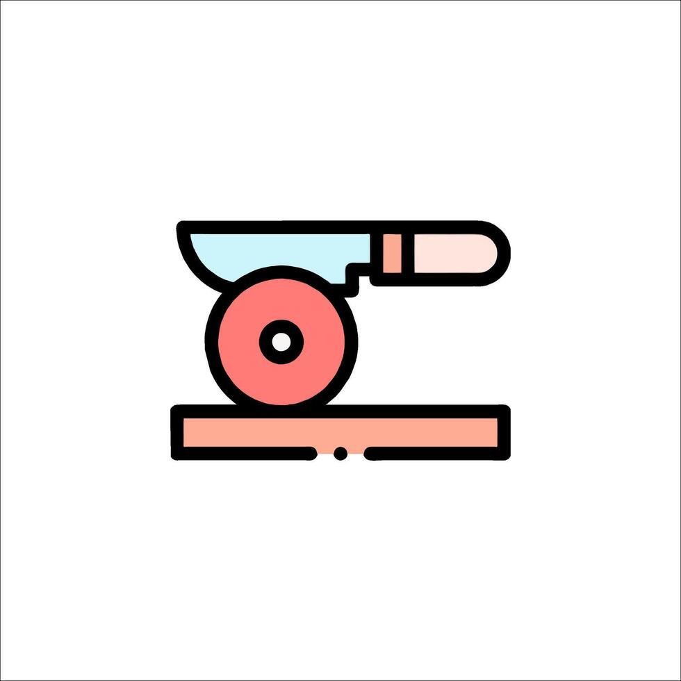 A flat icon of a wheel on a table vector