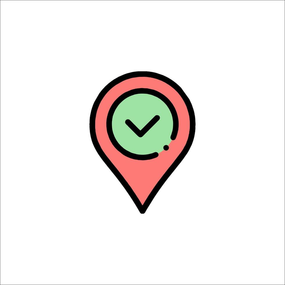 A map marker with a check mark on it vector