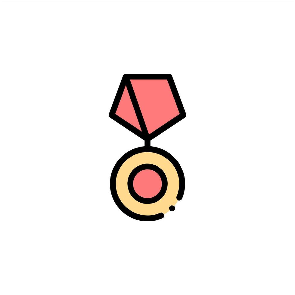 A medal icon with a red ribbon vector