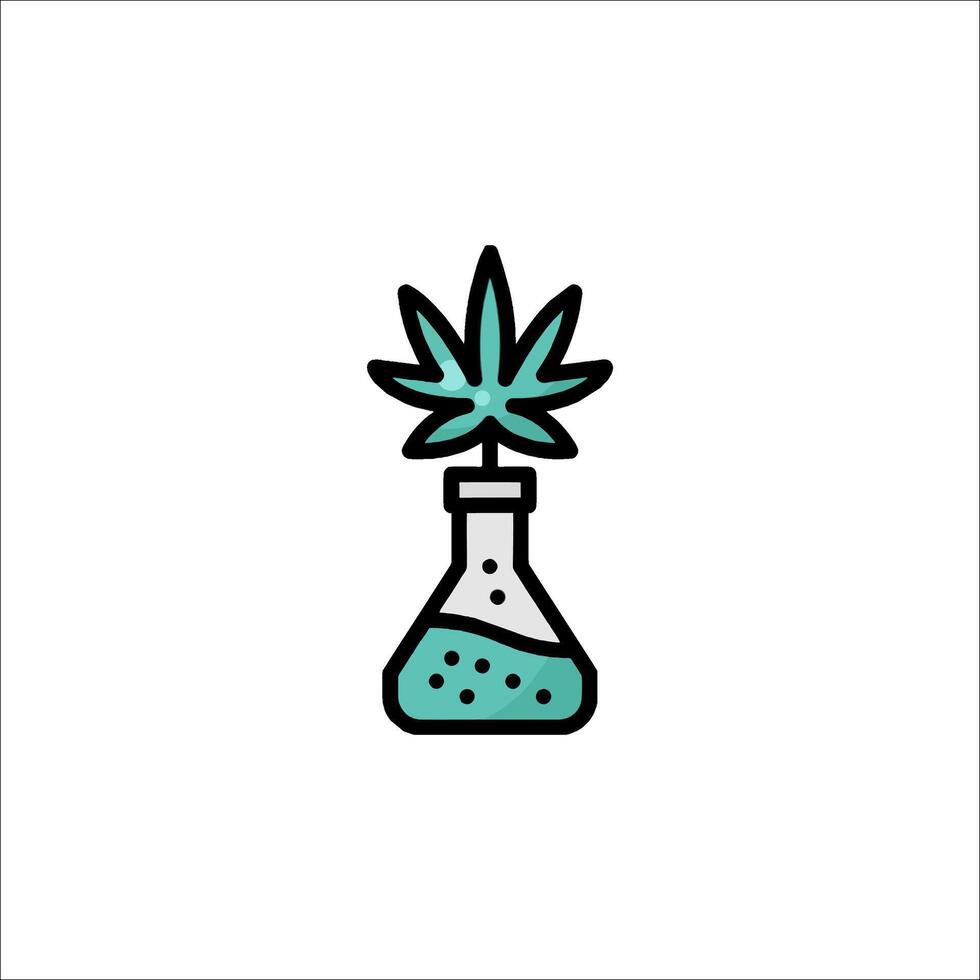 A marijuana plant in a flask icon vector