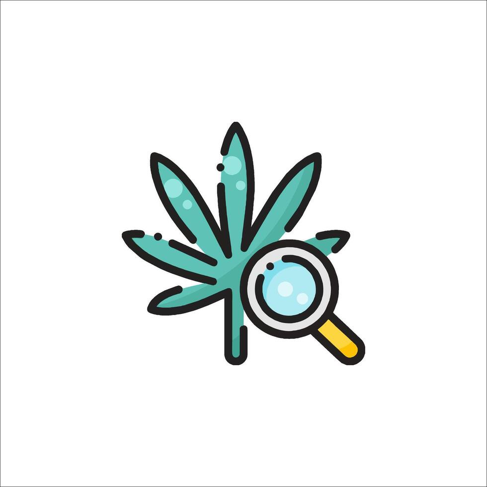 Marijuana leaf with magnifying glass icon vector