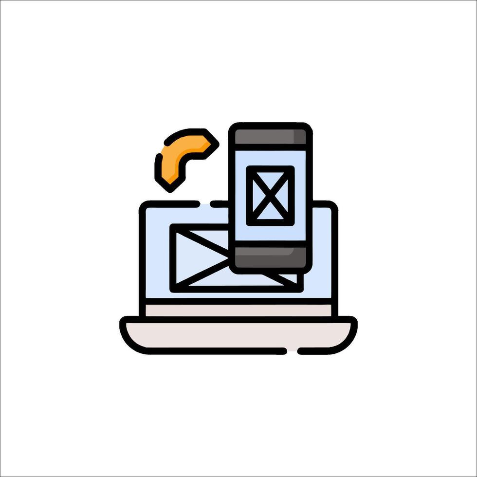 correo electrónico icono con un teléfono y un computadora vector