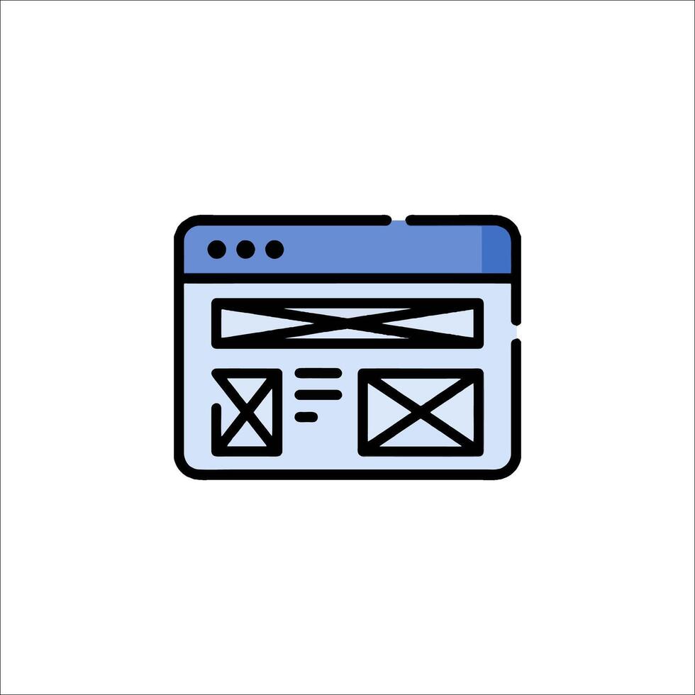 A web page icon with a blue background vector