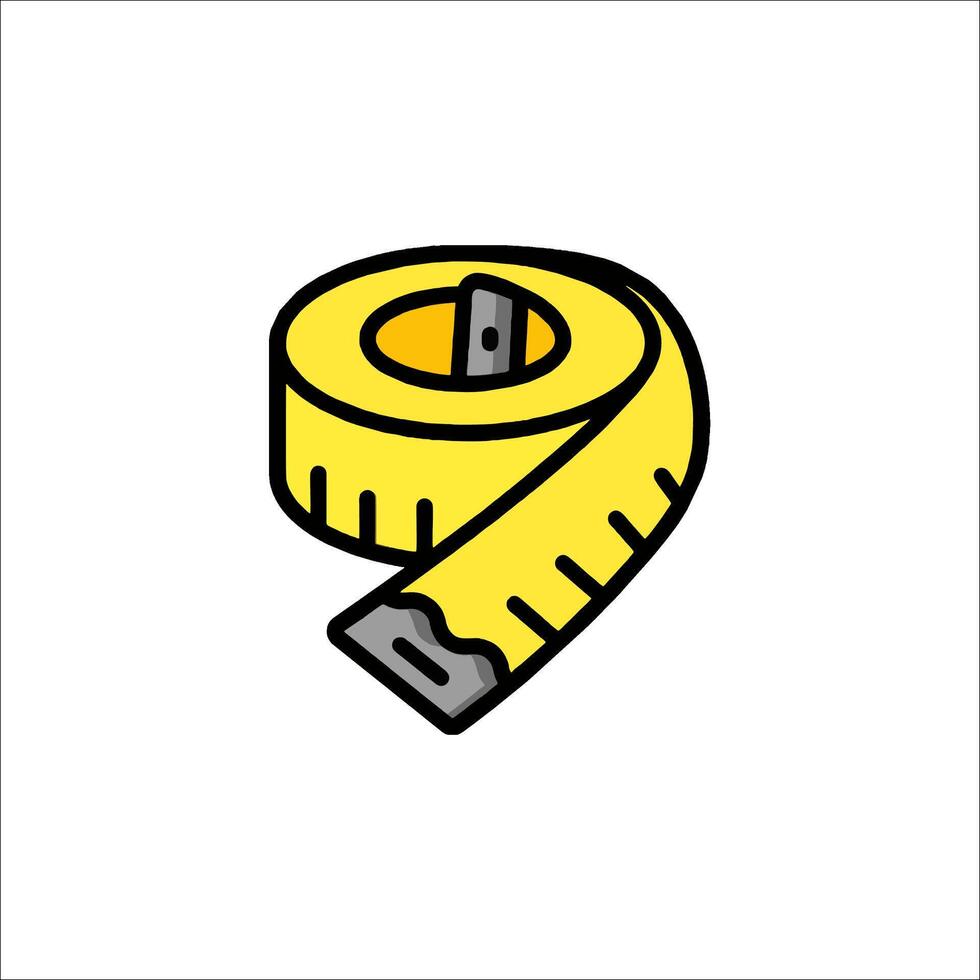 A yellow measuring tape icon on a white background vector