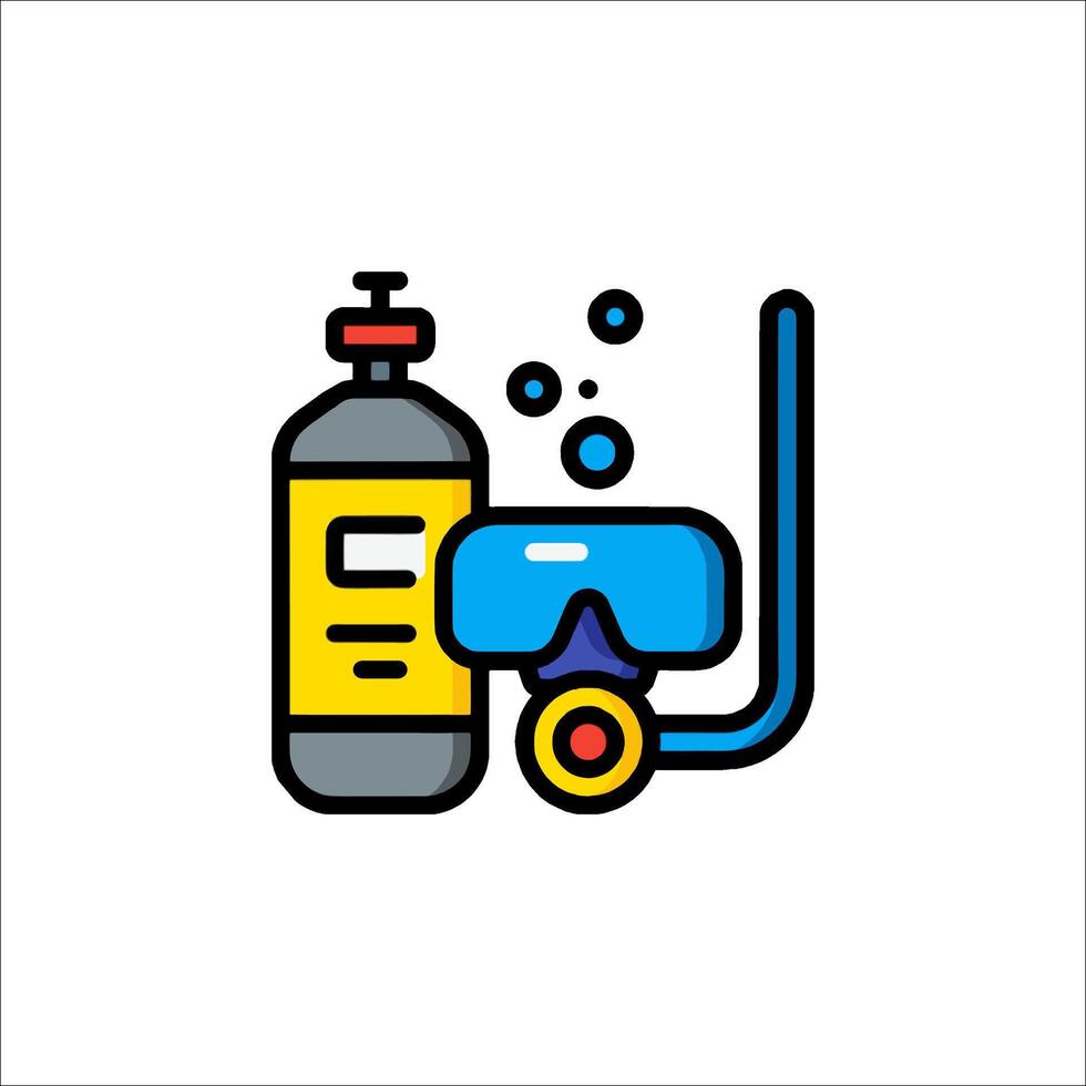 A blue and yellow bottle and a hose vector
