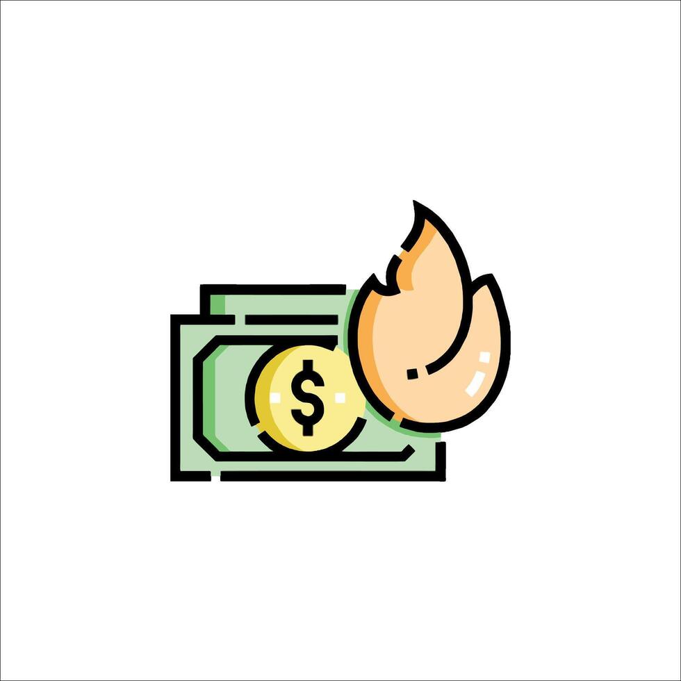 Money burning dollar icon illustration vector