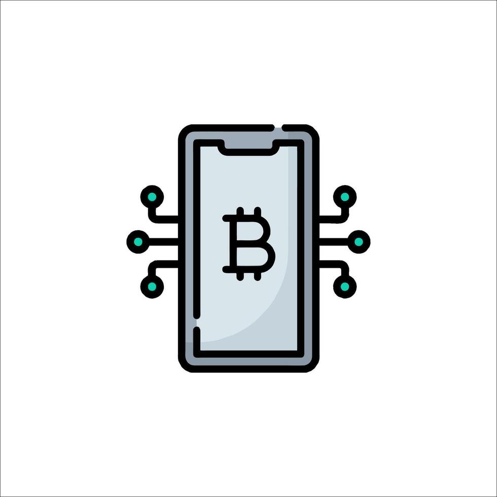 Bitcoin icon on smartphone vector