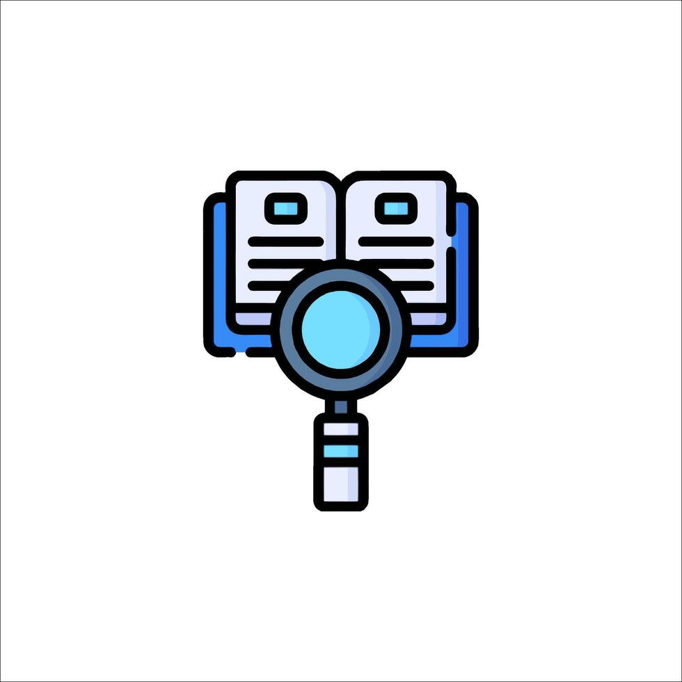 Magnifying book icon illustration vector
