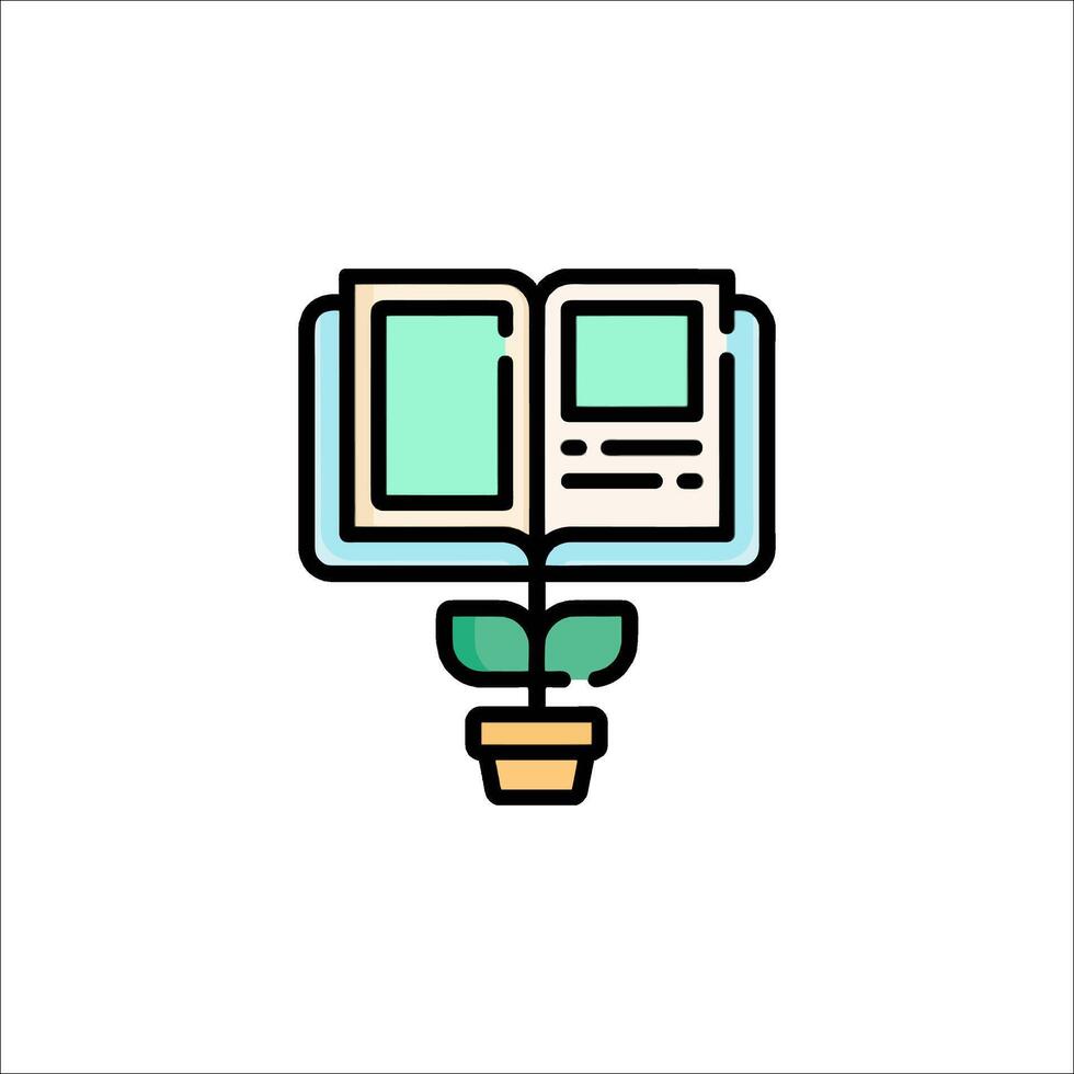 A book with a plant in it on a white background vector