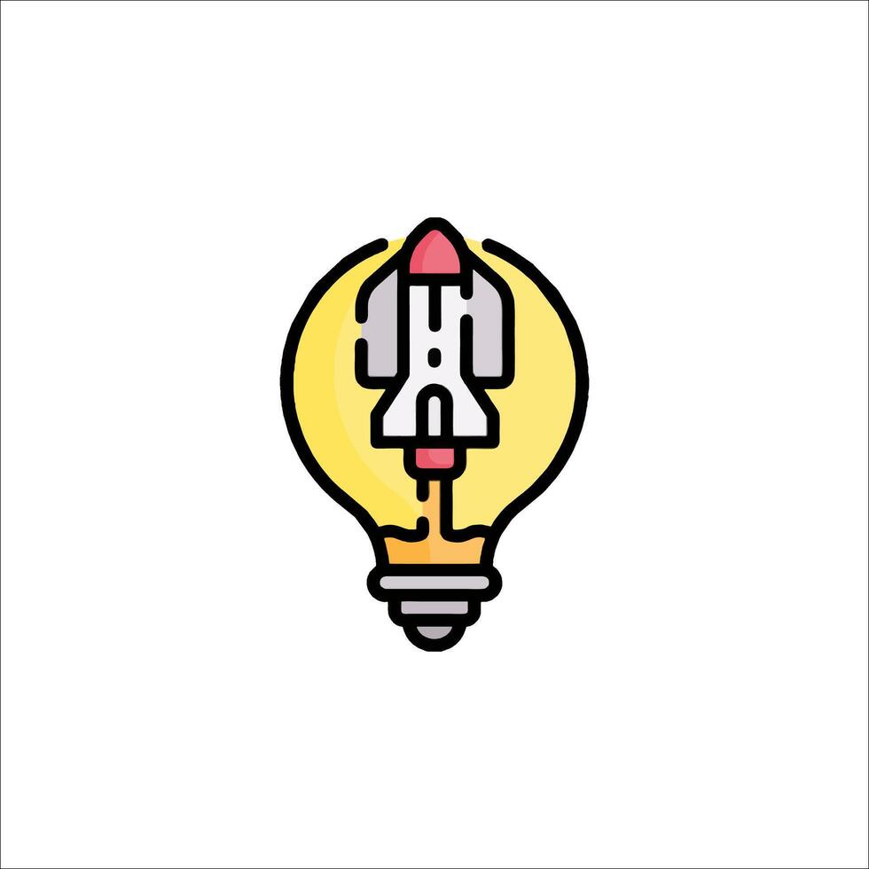 A rocket inside a light bulb icon vector