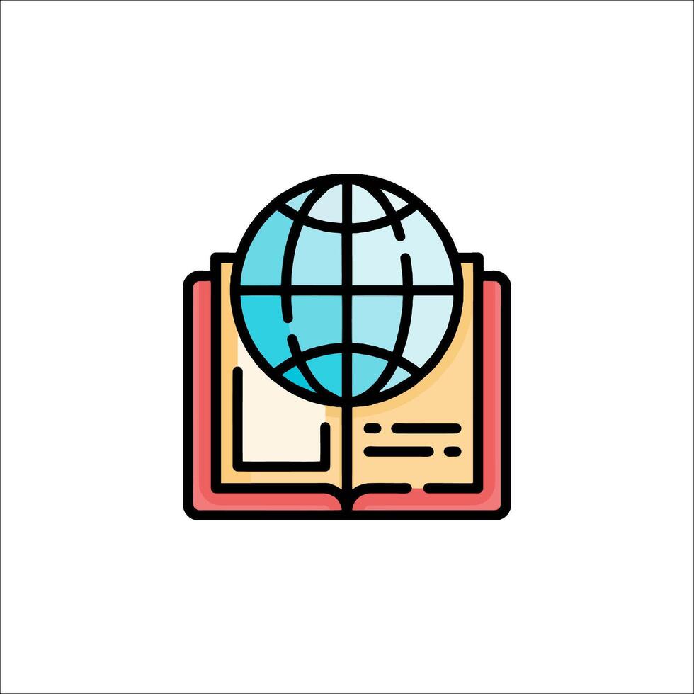 An open book with a globe on top vector