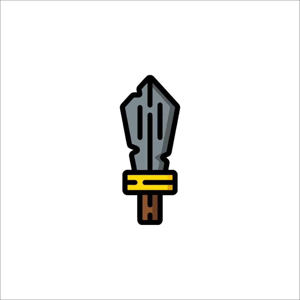 A knife with a yellow handle on a white background vector