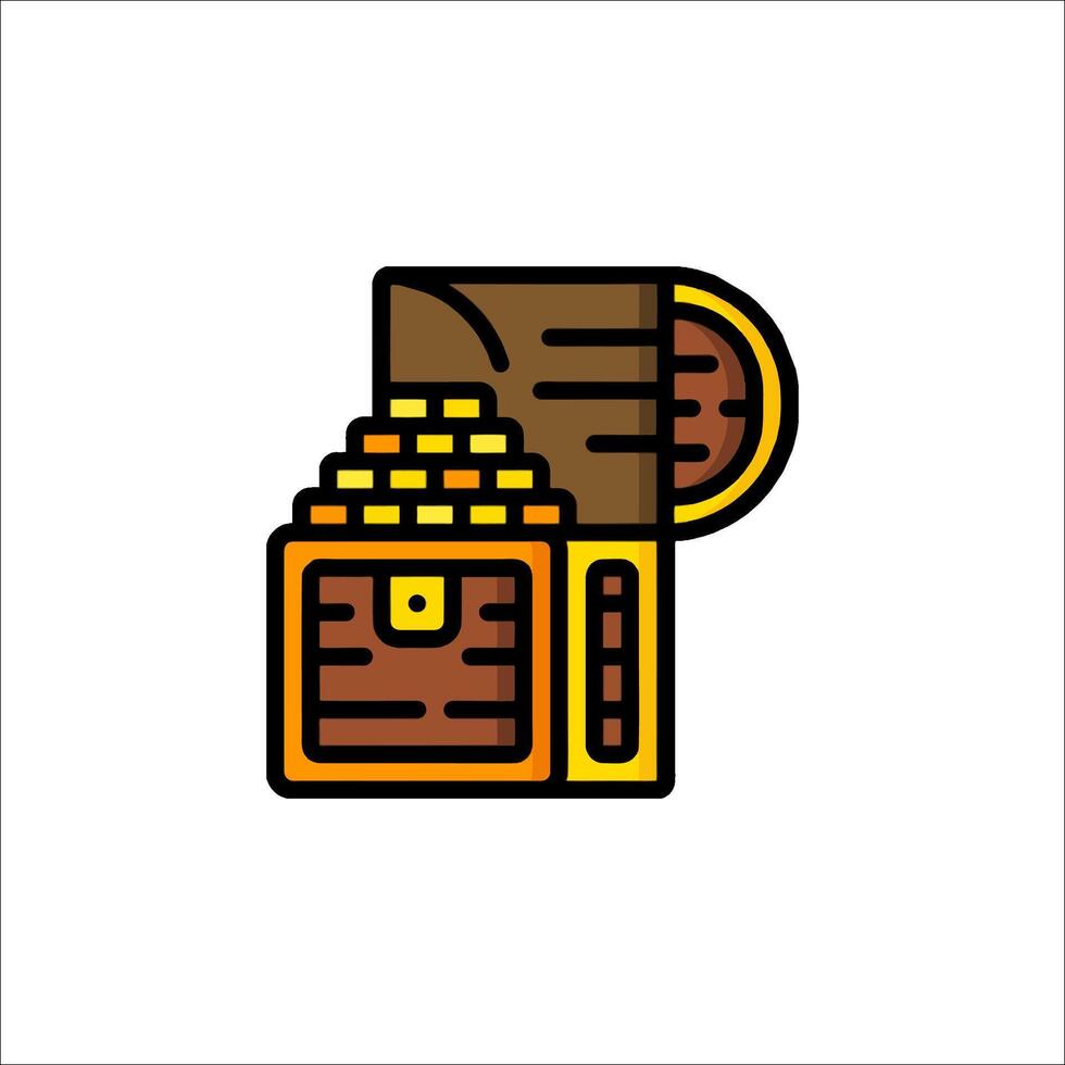 A wooden chest with a coin in it vector