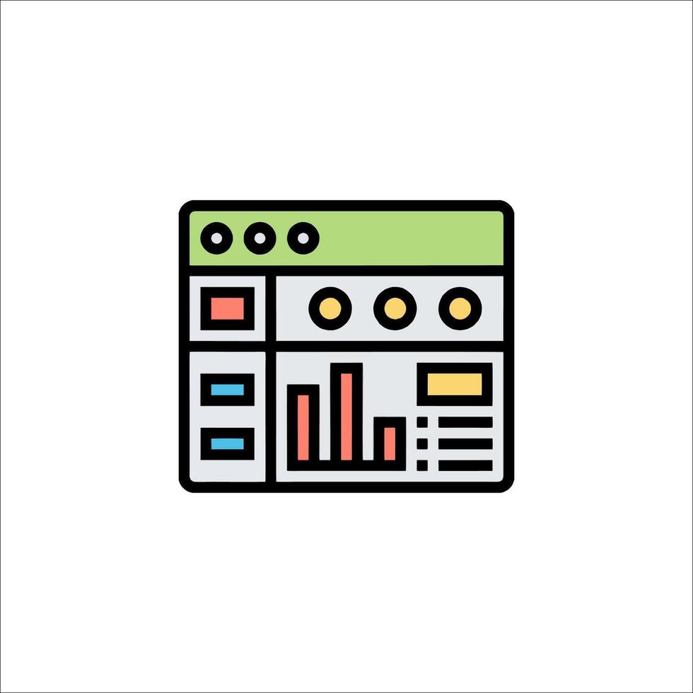 A line icon of a computer screen with a bar graph vector