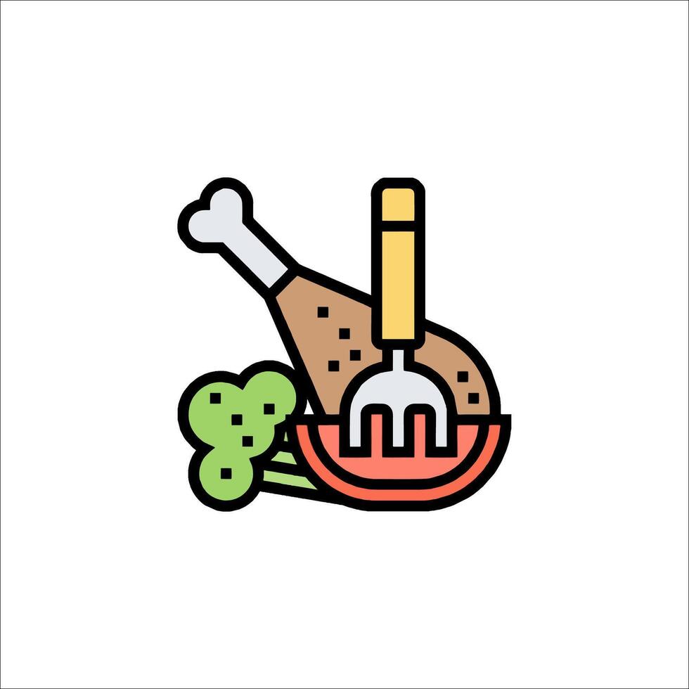 A chicken and broccoli icon on a white background vector